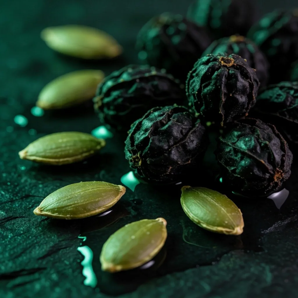 Saw palmetto berries and pumpkin seeds on stone
