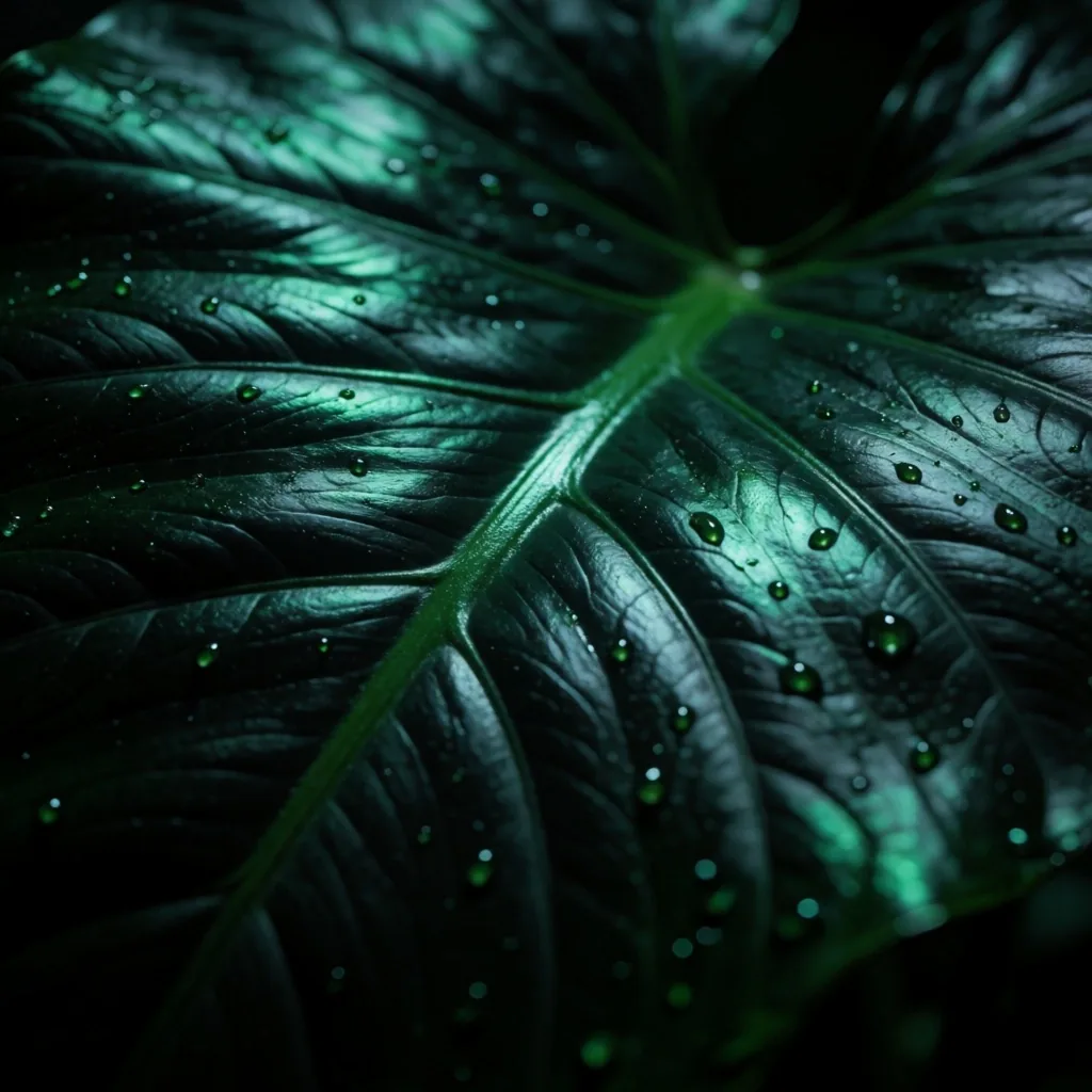Tropical fern at night