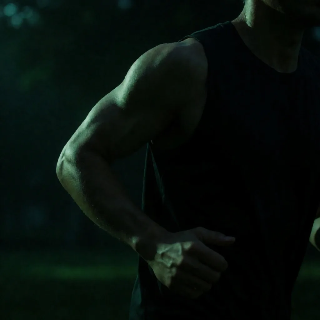 Man exercising outdoors at dawn